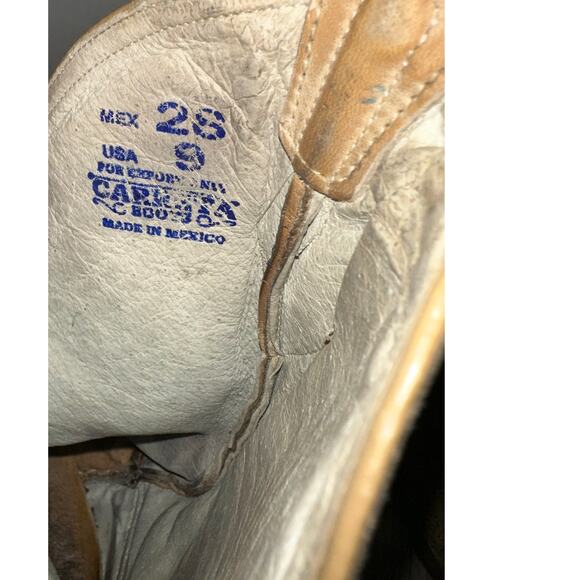 Carreta Beige Crocodile Handmade Western Cowboy Boots Men's Sz 9 Rhinestone - Picture 8 of 9